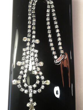 1950s Canadian Rhinestone Choker Swag Necklace Silver Tone & Austrian Crystal